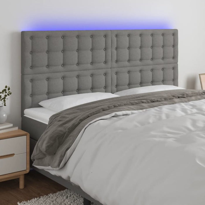 Queen Size Led Headboard Dark Grey 160x5x118/128 Cm Fabric