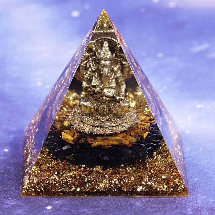 Healing Crystal Orgone Pyramid With Copper Wire Ganesh