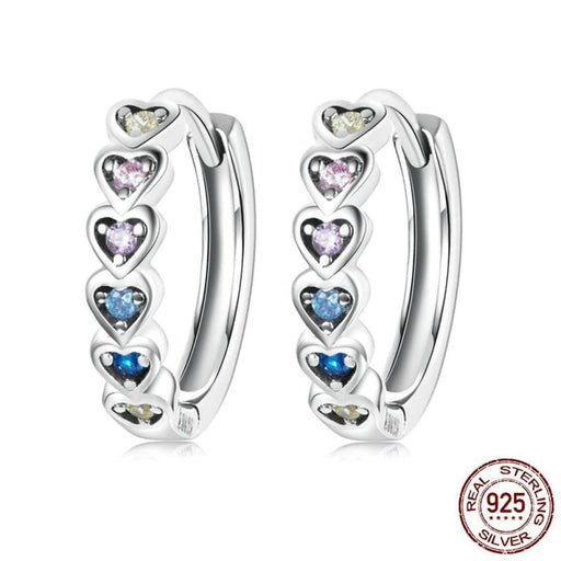 Heart - shaped Earrings 925 Sterling Silver Stackable
