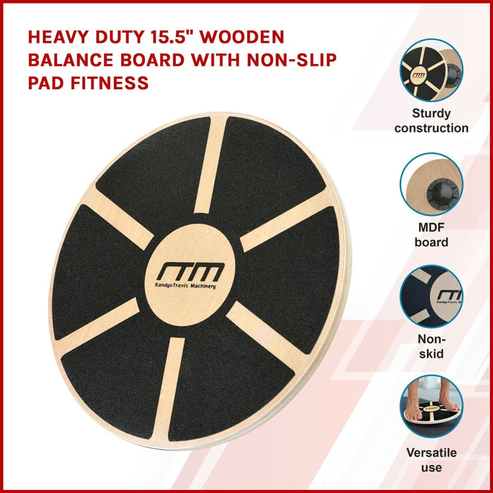 Heavy Duty 15.5’ Wooden Balance Board With Non - slip Pad