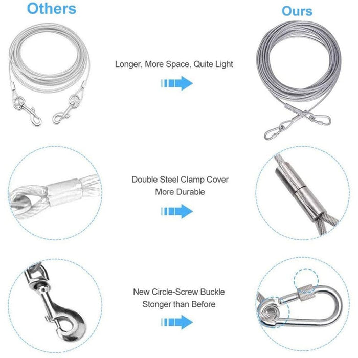 Heavy Duty Reflective Trolley Steel Wire Tie out Dog Leash