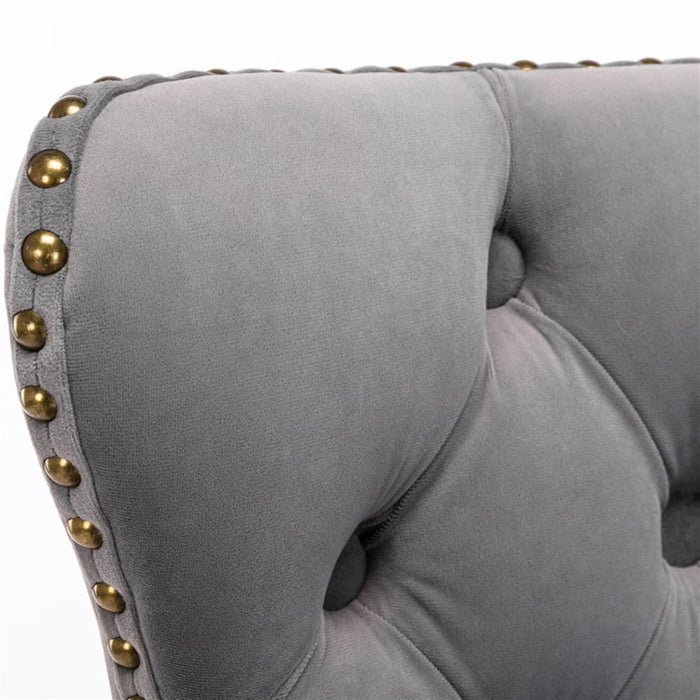 2x Height Adjustable Swivel Bar Stool Velvet Nailhead