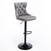 2x Height Adjustable Swivel Bar Stool Velvet Nailhead