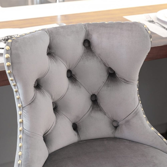 4x Height Adjustable Swivel Bar Stool Velvet Studs Barstool