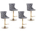 4x Height Adjustable Swivel Bar Stool Velvet Studs Barstool