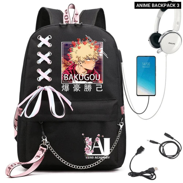My Hero Academia Anime Womens Backpack with Usb Port