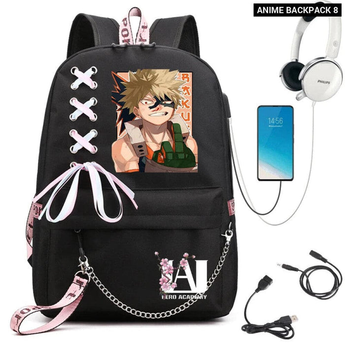 My Hero Academia Anime Womens Backpack with Usb Port