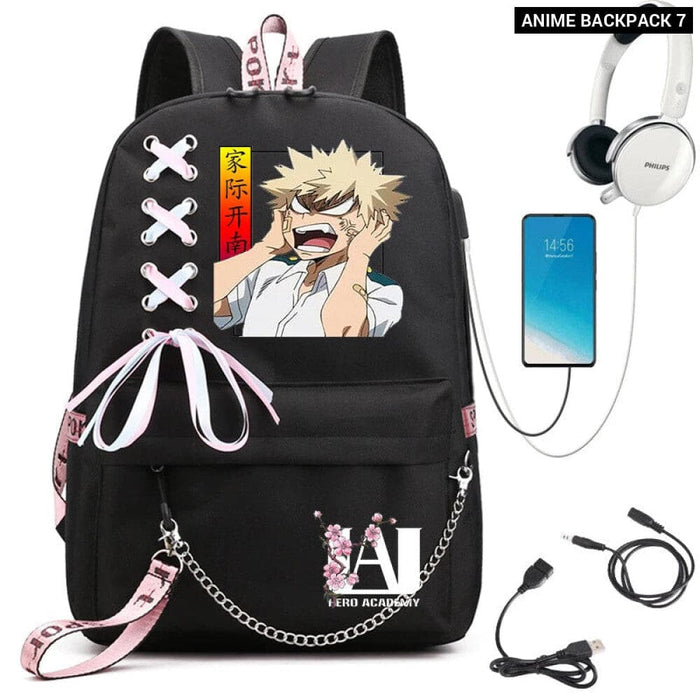 My Hero Academia Anime Womens Backpack with Usb Port