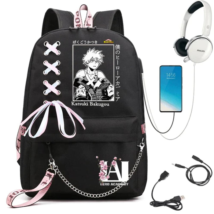 My Hero Academia Anime Womens Backpack with Usb Port