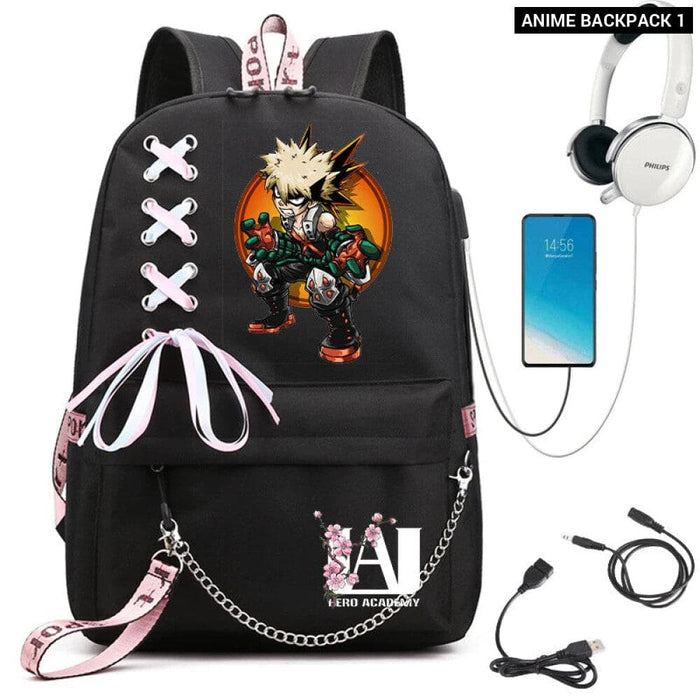 My Hero Academia Anime Womens Backpack with Usb Port