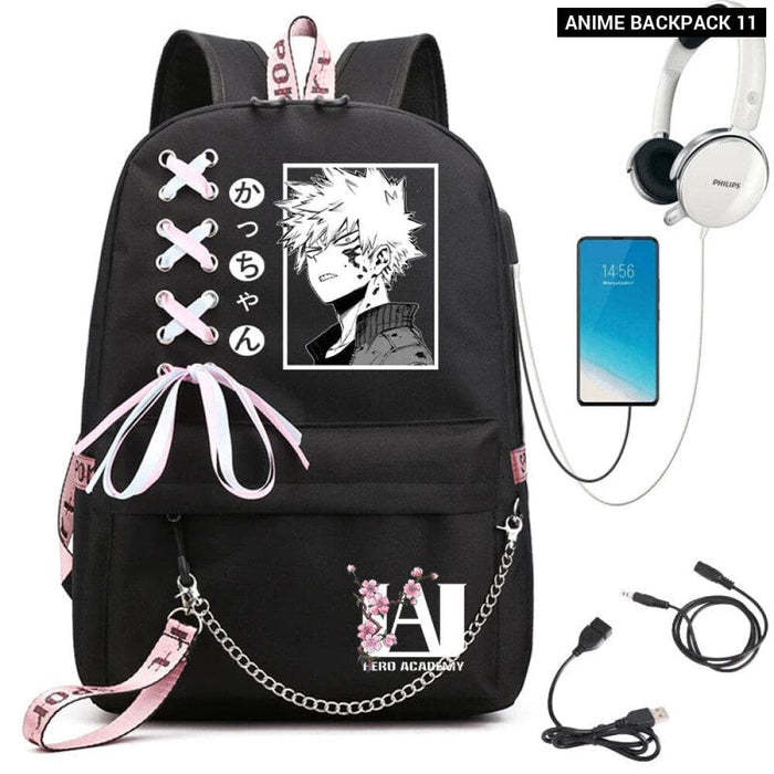 My Hero Academia Anime Womens Backpack with Usb Port