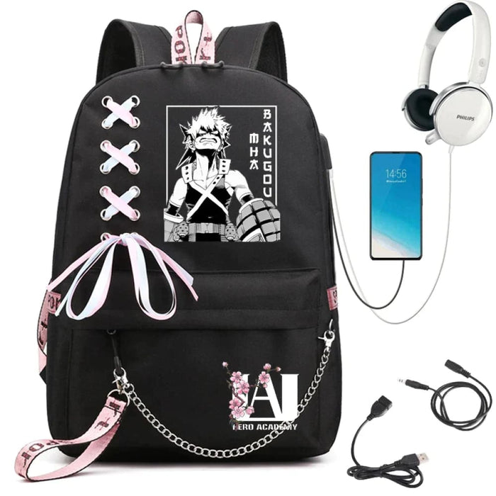 My Hero Academia Anime Womens Backpack with Usb Port
