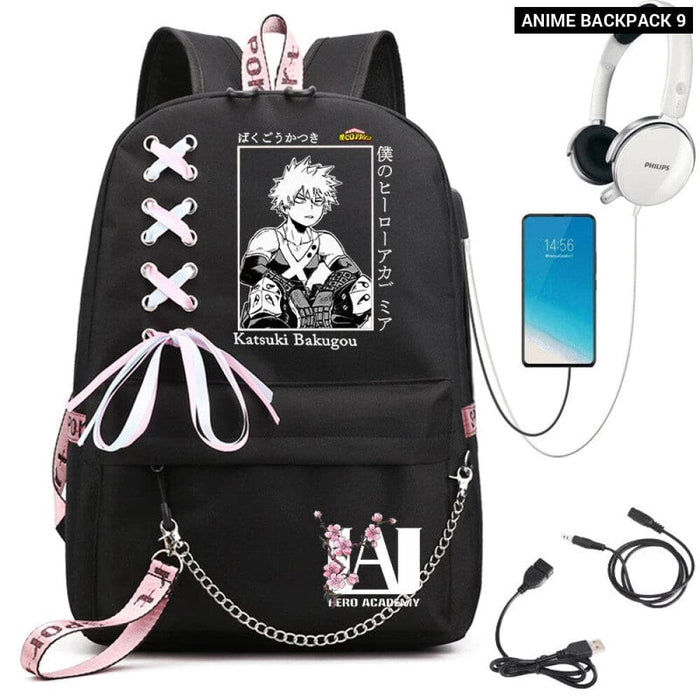 My Hero Academia Anime Womens Backpack with Usb Port