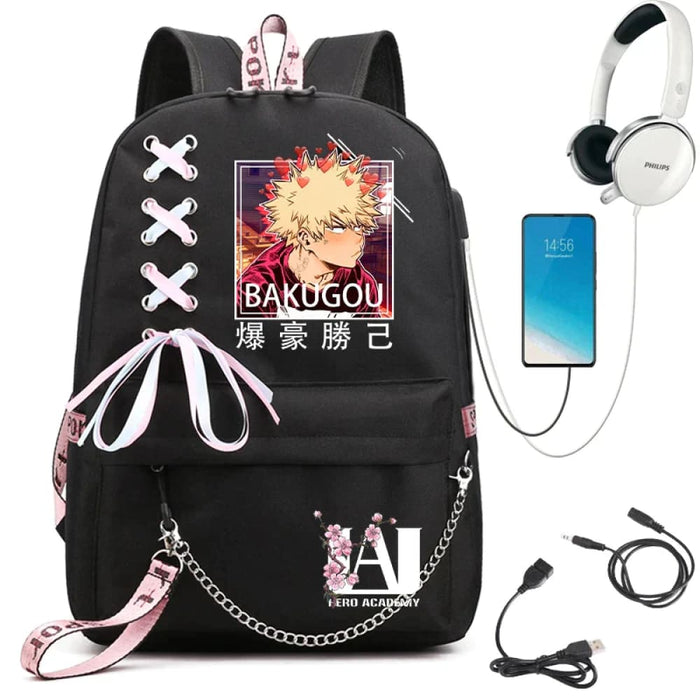 My Hero Academia Anime Womens Backpack with Usb Port