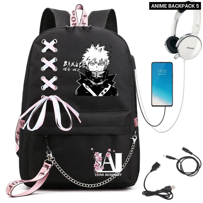 My Hero Academia Anime Womens Backpack with Usb Port