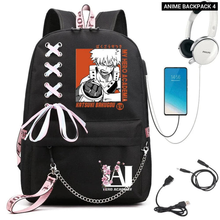 My Hero Academia Anime Womens Backpack with Usb Port