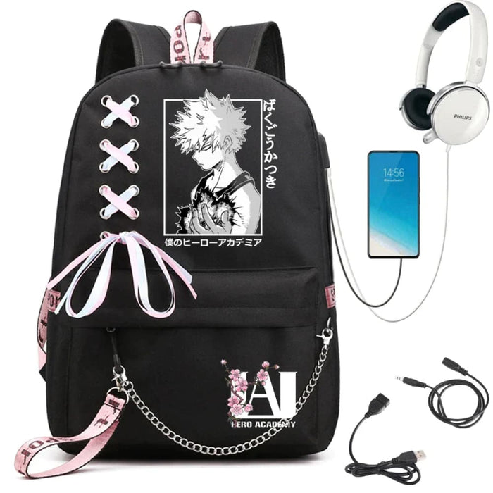 My Hero Academia Anime Womens Backpack with Usb Port