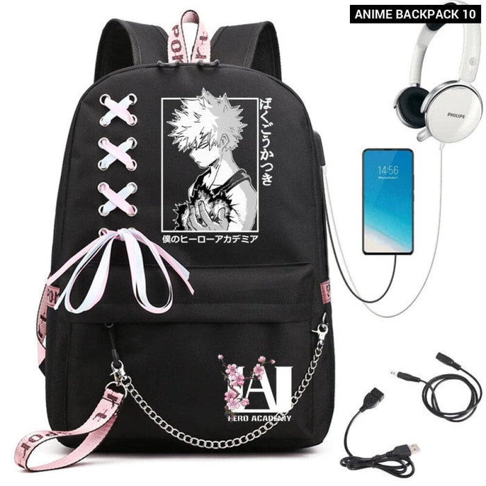 My Hero Academia Anime Womens Backpack with Usb Port