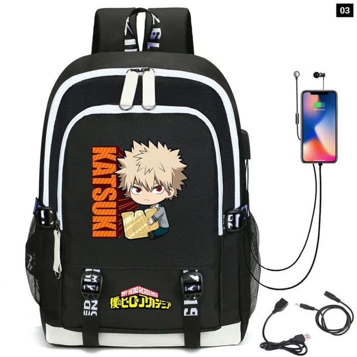 My Hero Academia Izuku Backpack with Usb Charging Port Cute