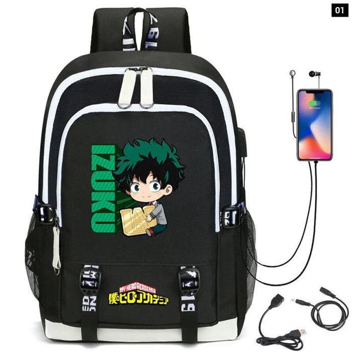 My Hero Academia Izuku Backpack with Usb Charging Port Cute