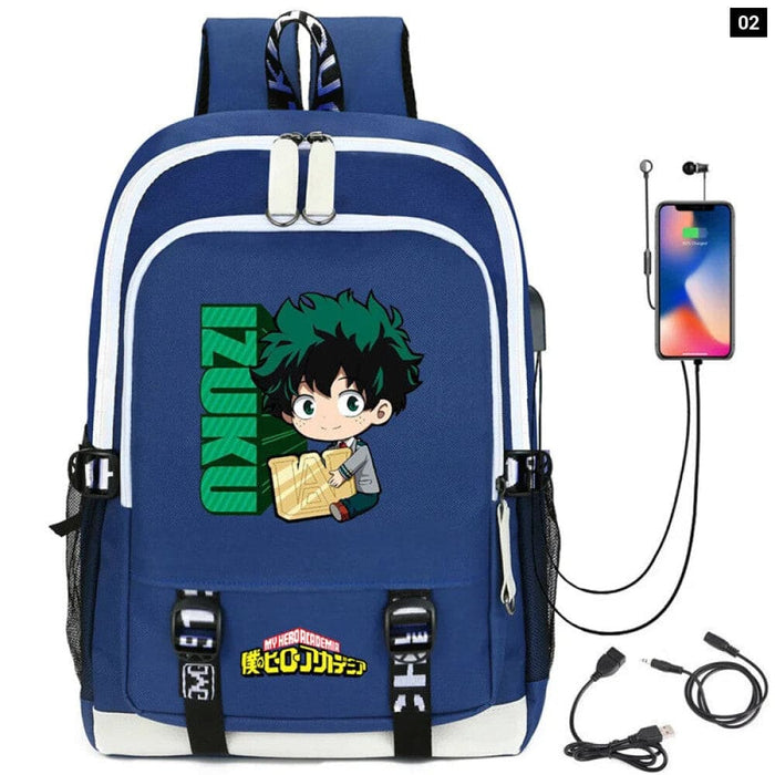 My Hero Academia Izuku Backpack with Usb Charging Port Cute