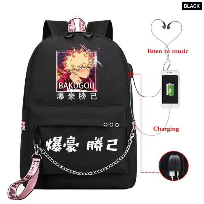 My Hero Academia Katsuki Bakugo Usb Backpack Mha Deku