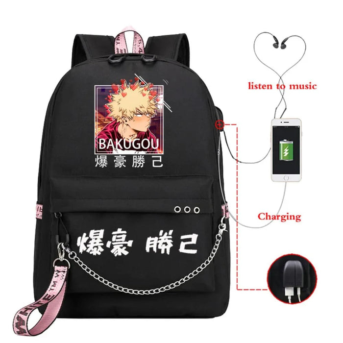 My Hero Academia Katsuki Bakugo Usb Backpack Mha Deku