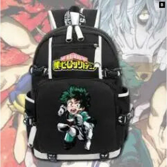 Hero Academia School Backpack Izuku Midoriya Print Shoulder