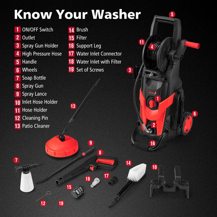 2700W Peak High Pressure Washer Cleaner Electric Water Pump Max 4200Psi