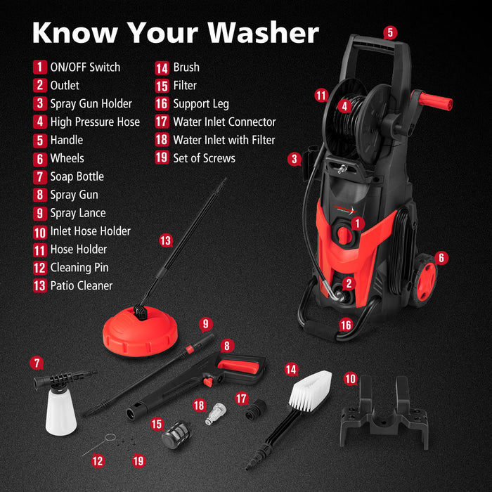 2700W Peak High Pressure Washer Cleaner Electric Water Pump Max 4200Psi