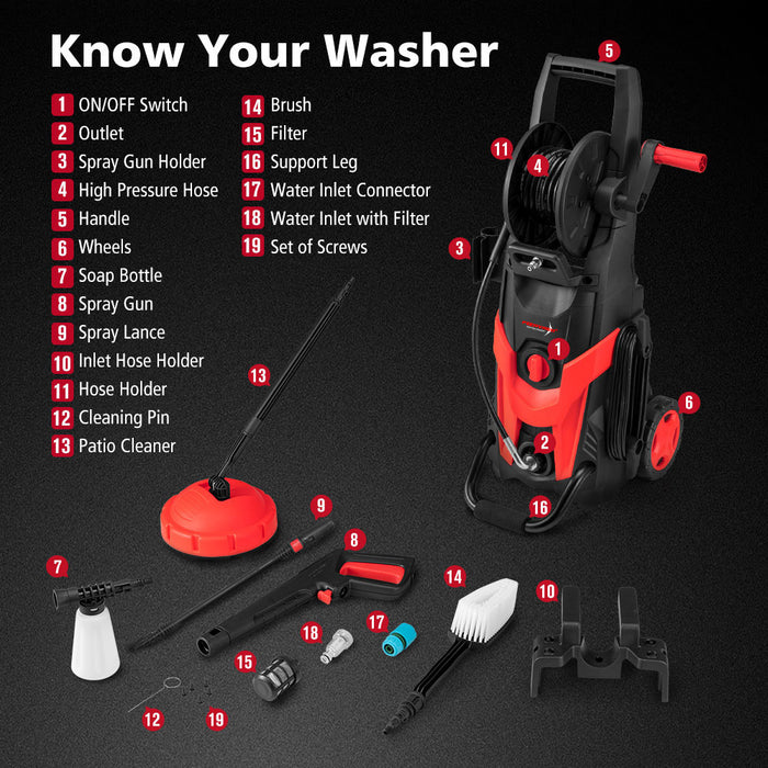 High Pressure Washer Cleaner 4200Psi Electric Water Gurney Pump 5M Hose