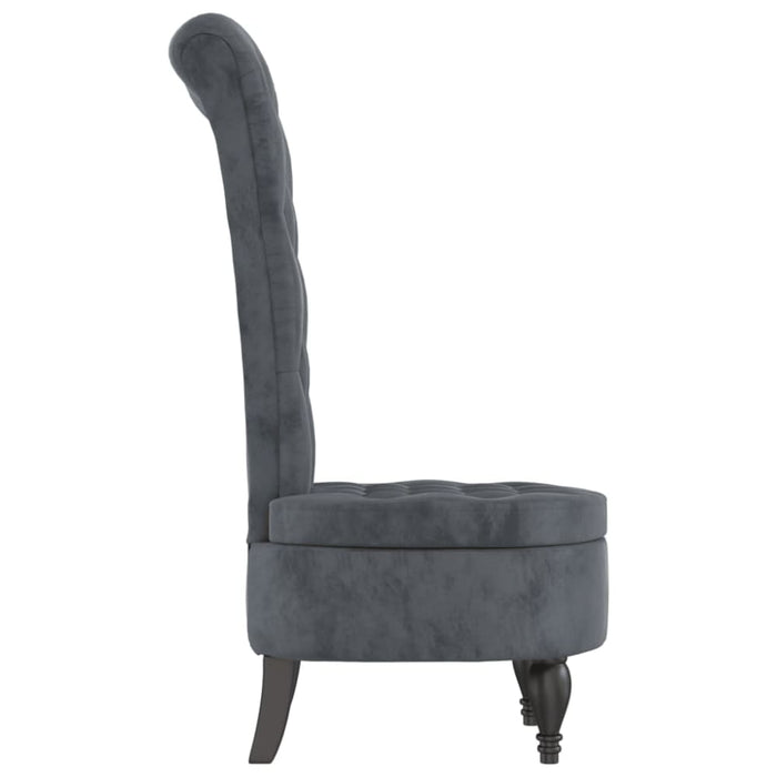 High Back Chair Dark Grey Velvet Button Design Tpxalp