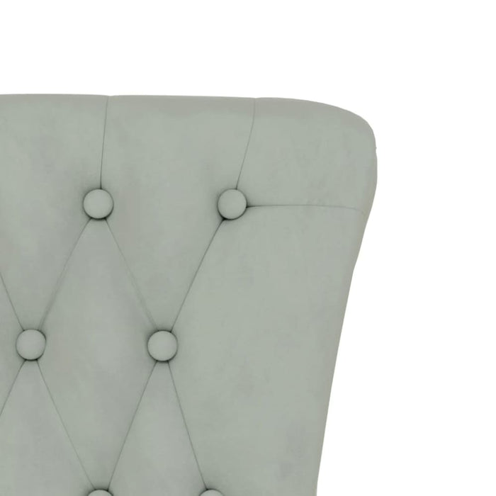 High Back Chair Light Grey Velvet Button Design Tpxala