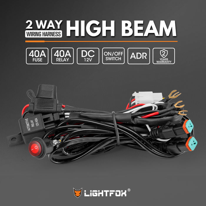 2 Way High Beam Wiring Harness W / Dt 2-Pin Connectors For Led Light Bar