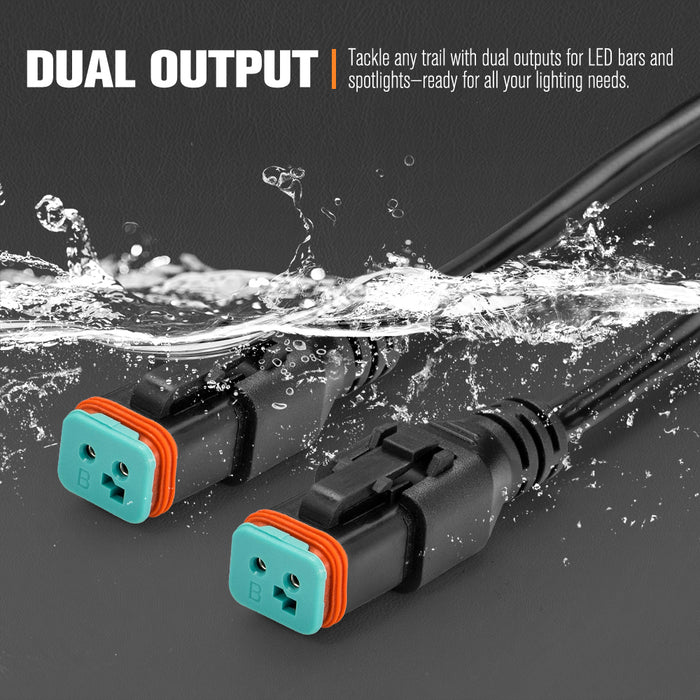 2 Way High Beam Wiring Harness W / Dt 2-Pin Connectors For Led Light Bar