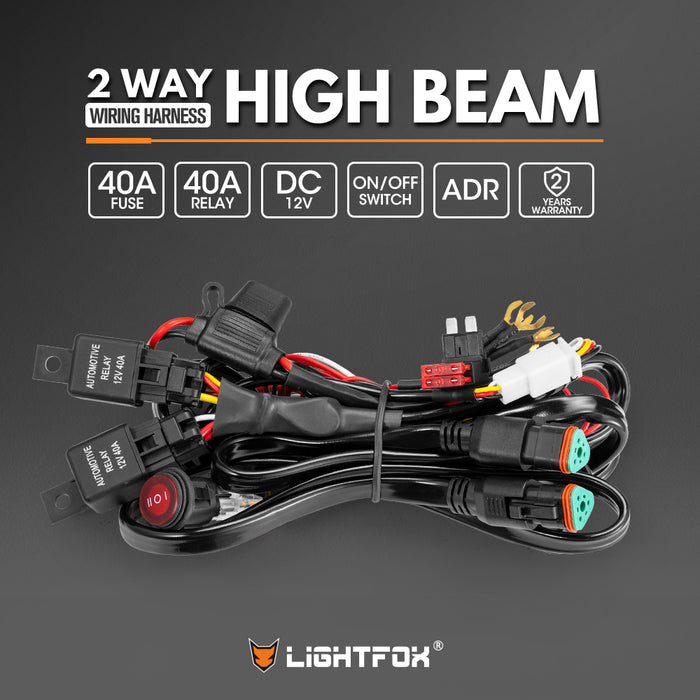 2 Way High Beam Wiring Harness W / Dt 3-Pin Connectors For Led Pod Light