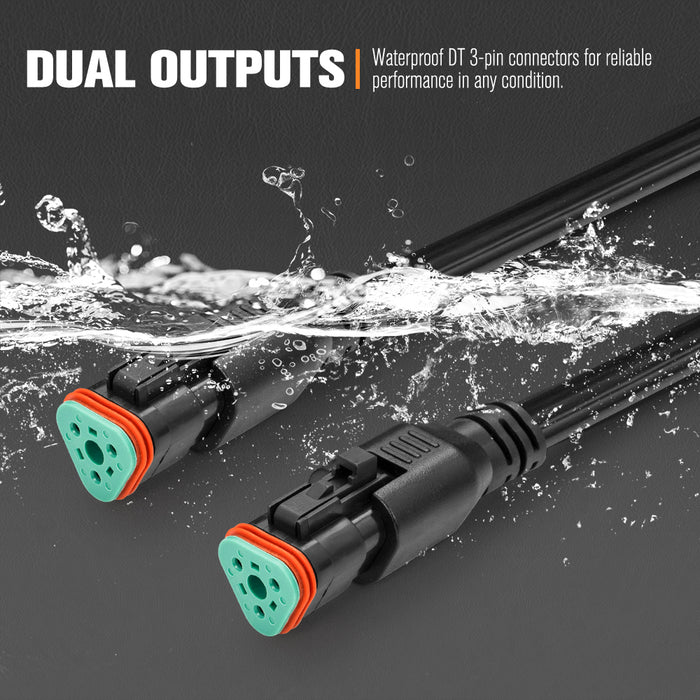 2 Way High Beam Wiring Harness W / Dt 3-Pin Connectors For Led Pod Light