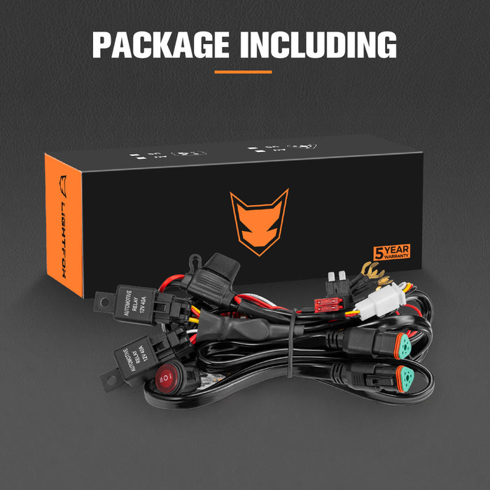 2 Way High Beam Wiring Harness W / Dt 3-Pin Connectors For Led Pod Light