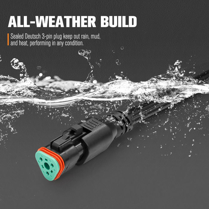 High Beam Wiring Harness With Dt 3-Pin Connectors For Led Pod Light