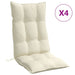 Highback Chair Cushions 4 Pcs Cream Oxford Fabric Tiilbk