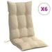 Highback Chair Cushions 6 Pcs Beige Oxford Fabric Tiilot