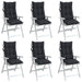 Highback Chair Cushions 6 Pcs Black Oxford Fabric Tiilxp