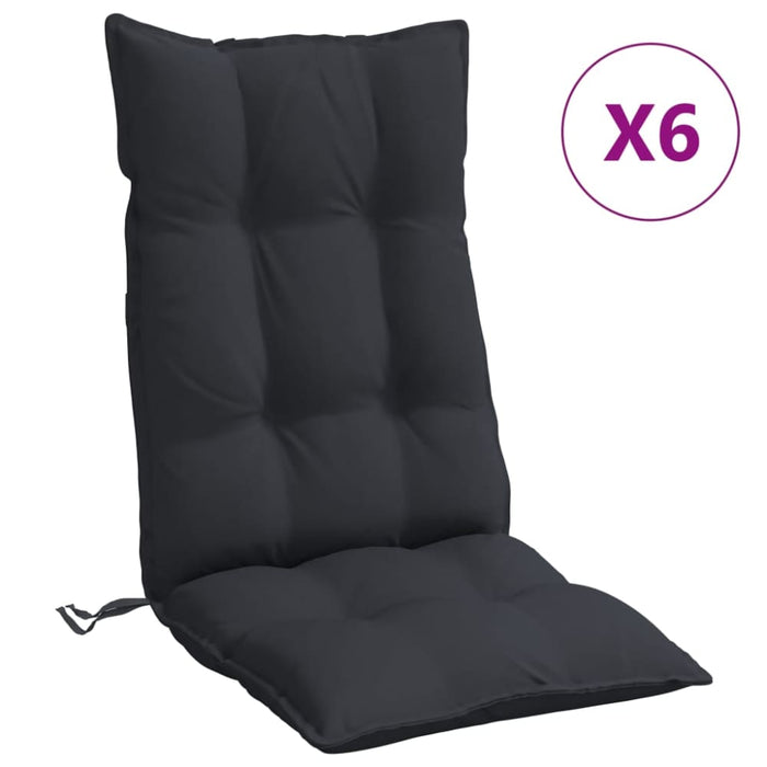 Highback Chair Cushions 6 Pcs Black Oxford Fabric Tiilxp