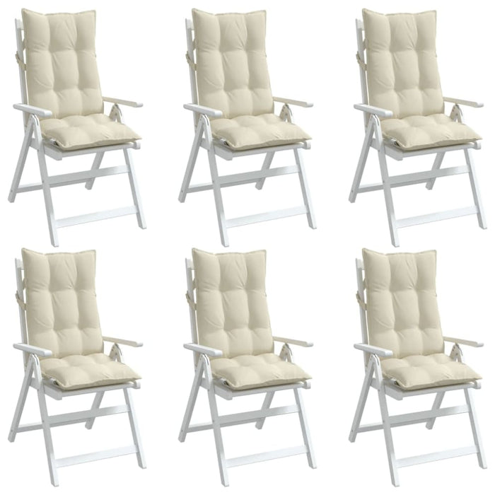 Highback Chair Cushions 6 Pcs Cream Oxford Fabric Tiilob
