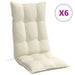 Highback Chair Cushions 6 Pcs Cream Oxford Fabric Tiilob