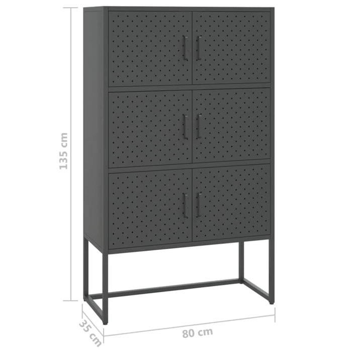 Highboard Anthracite 80x35x135 Cm Steel Ttpnik