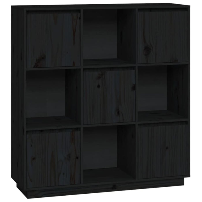 Highboard Black 110.5x35x117 Cm Solid Wood Pine Noatit