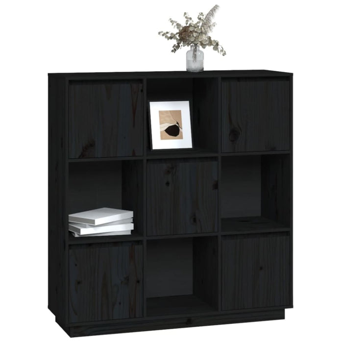 Highboard Black 110.5x35x117 Cm Solid Wood Pine Noatit