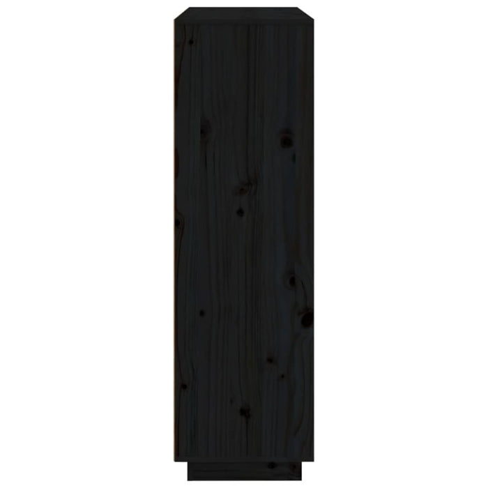 Highboard Black 110.5x35x117 Cm Solid Wood Pine Noatit