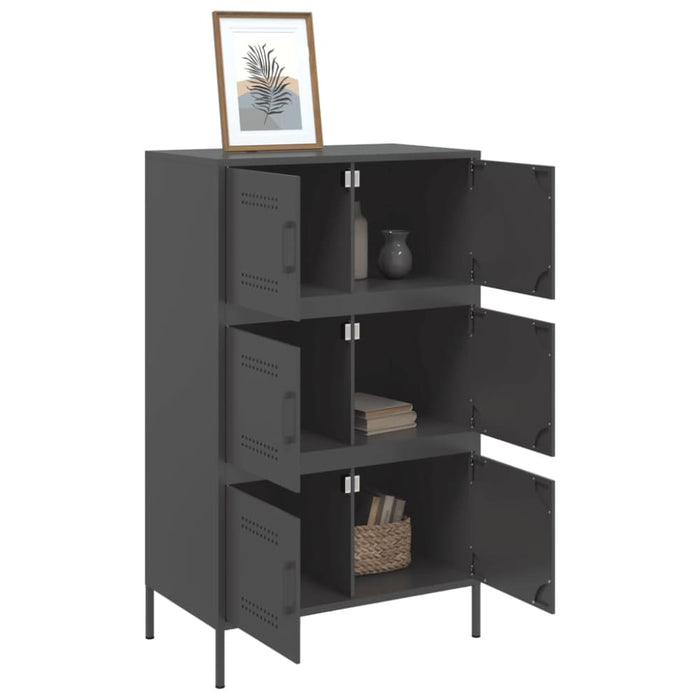 Highboard Black 68x39x113 Cm Steel Naxkpn